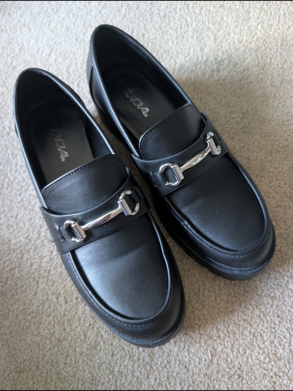 SODA Women's Black Slip-On Loafers with Metal Bit